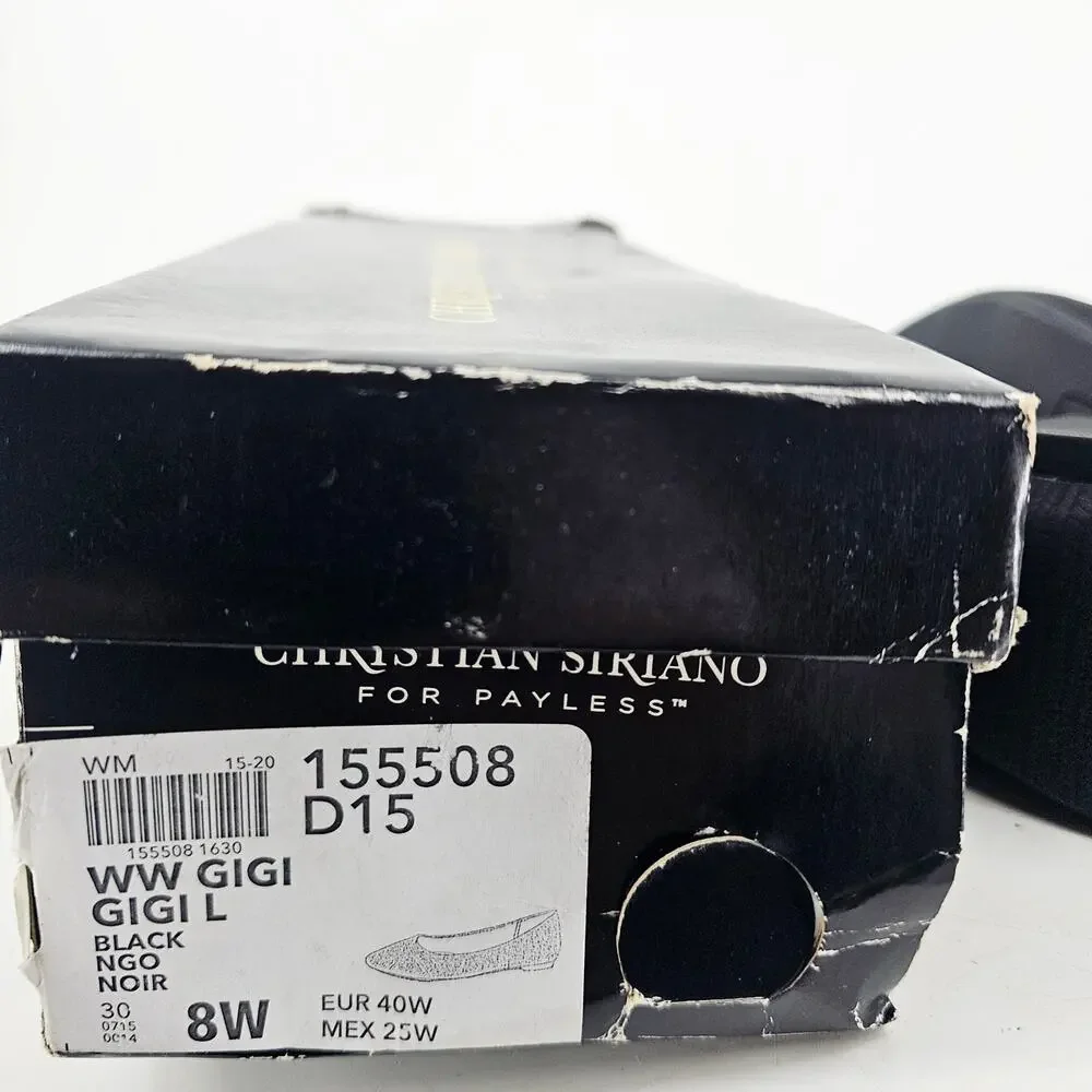 Christian Siriano Gigi Black Pointed Toe Ribbed Ballet Flat Shoe 8 W NEW - Picture 9 of 10